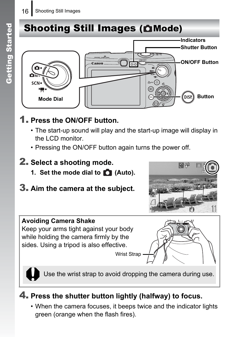 Shooting still images, Mode), Shooting still images 1 | Canon 970 IS User Manual | Page 18 / 238