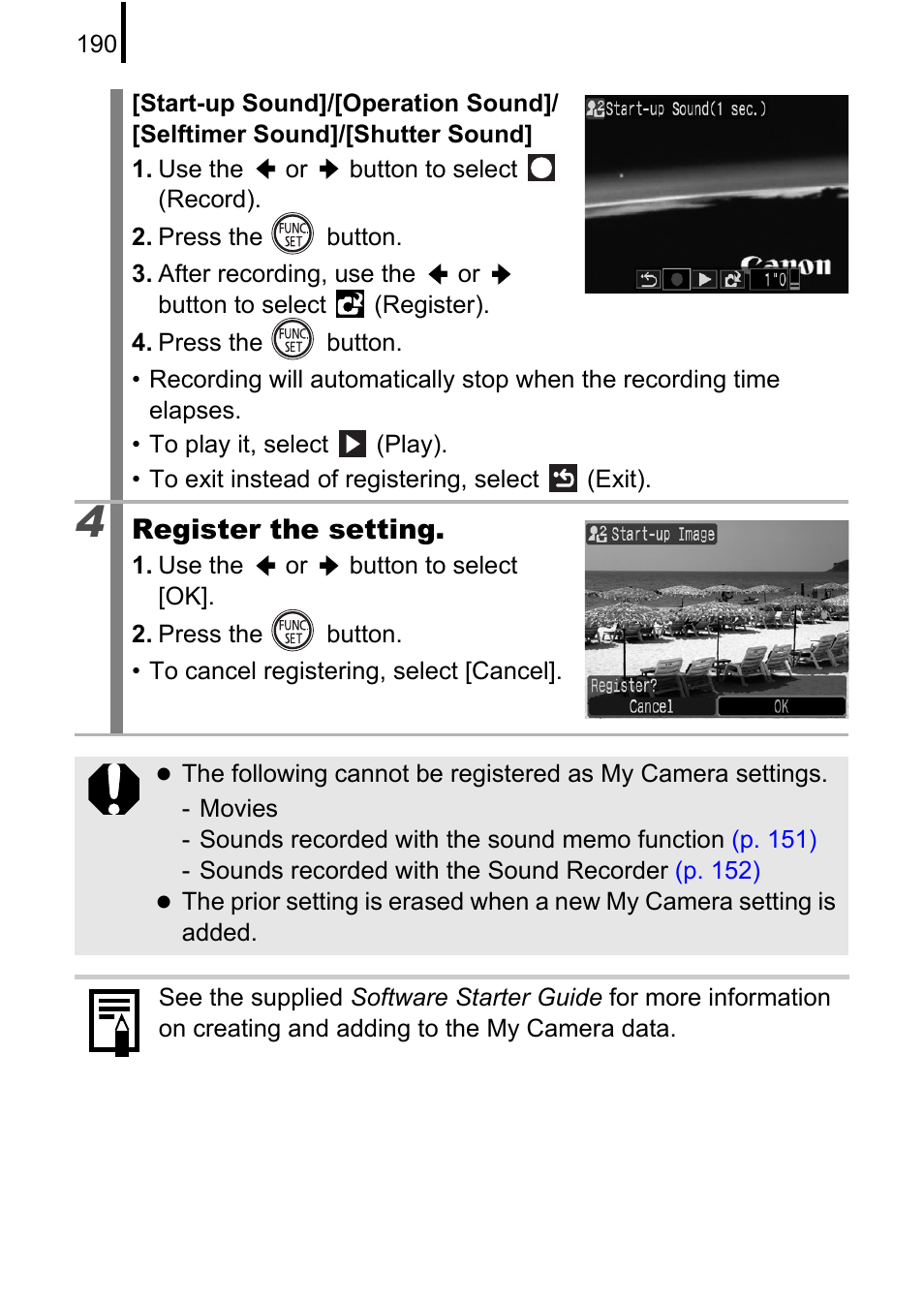 Register the setting | Canon 970 IS User Manual | Page 192 / 238
