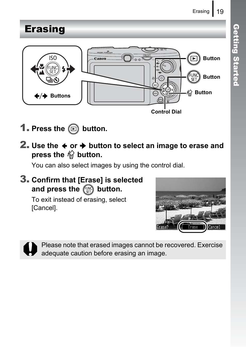 Erasing, Erasing 1 | Canon 970 IS User Manual | Page 21 / 238