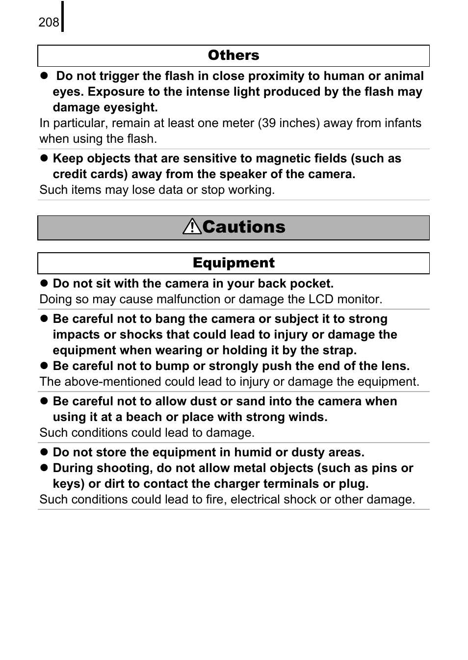 Cautions | Canon 970 IS User Manual | Page 210 / 238