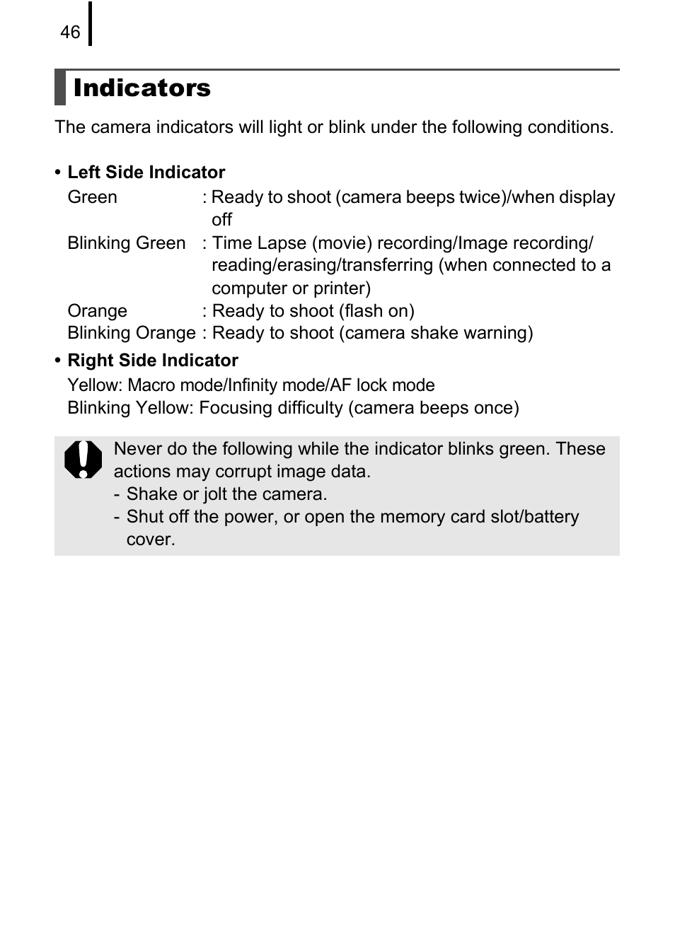 Indicators, P. 46) | Canon 970 IS User Manual | Page 48 / 238