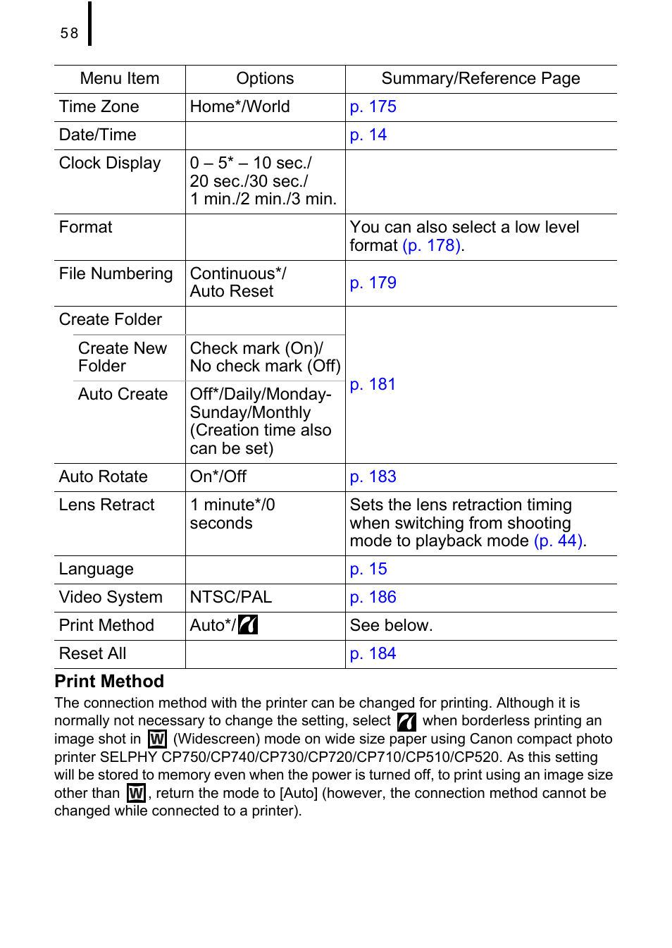 Set up) menu, P. 58) | Canon 970 IS User Manual | Page 60 / 238