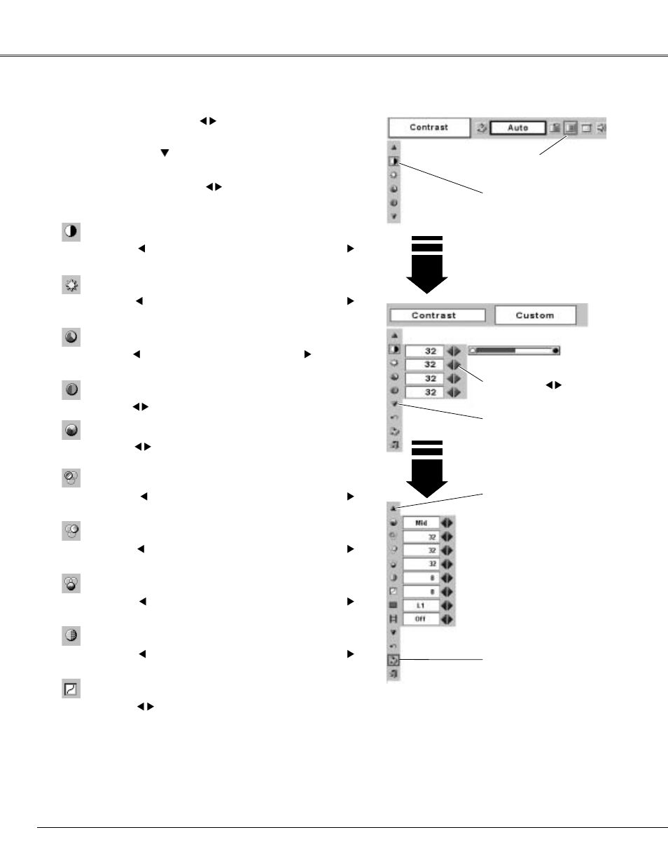 Image level adjustment, Video input | Canon LV-X4 User Manual | Page 38 / 64