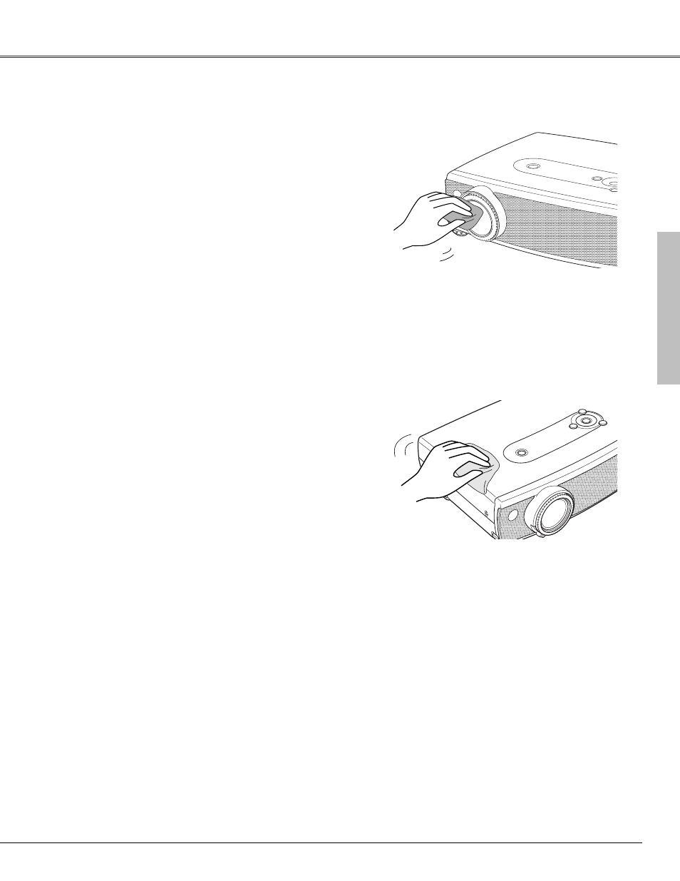 Cleaning the projection lens, Cleaning the projector cabinet | Canon LV-X4 User Manual | Page 49 / 64