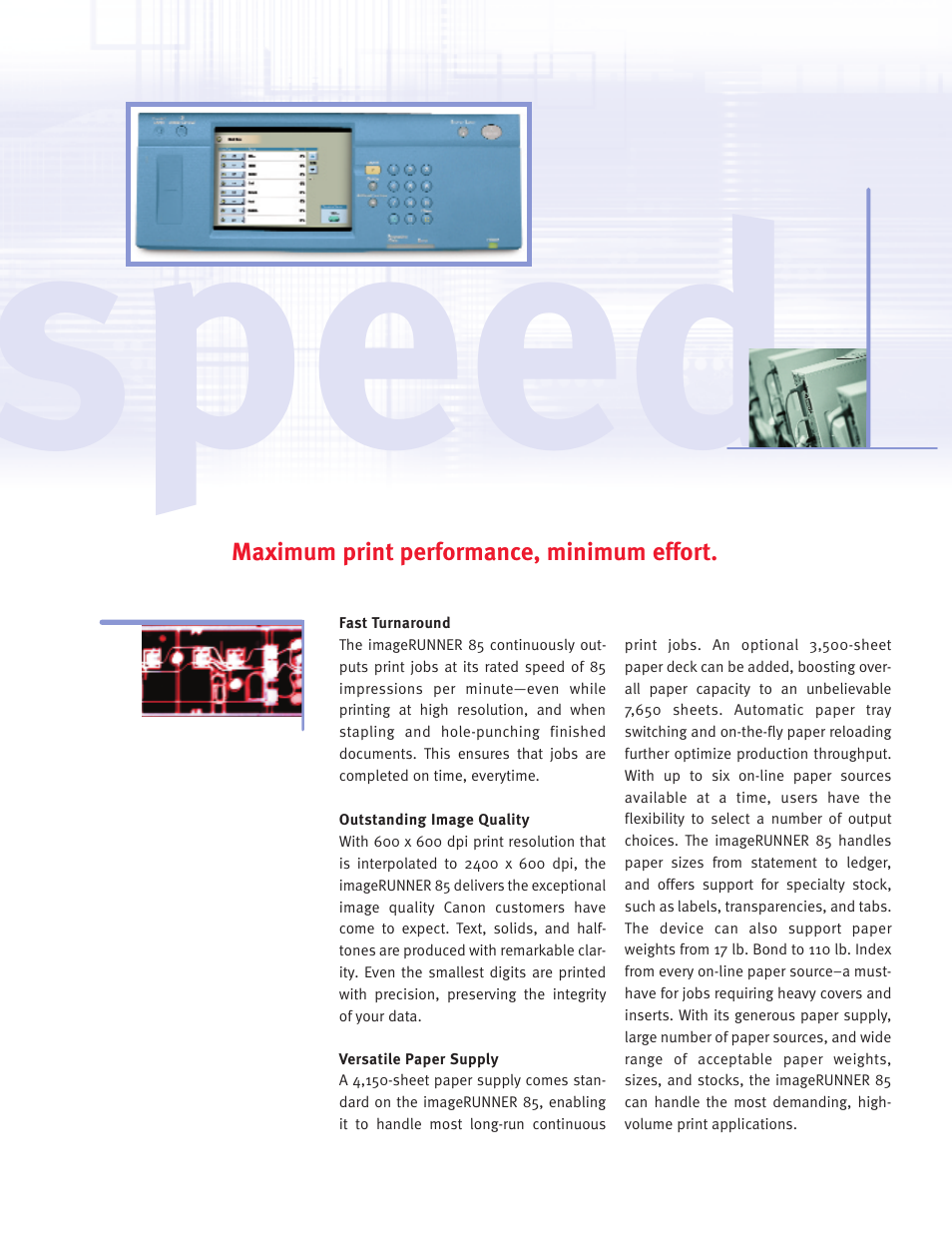 Speed | Canon imageRUNNER 85 User Manual | Page 3 / 6