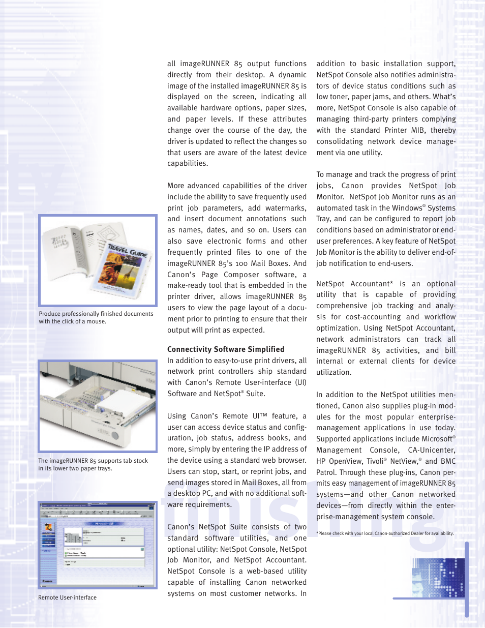 Finishing | Canon imageRUNNER 85 User Manual | Page 5 / 6