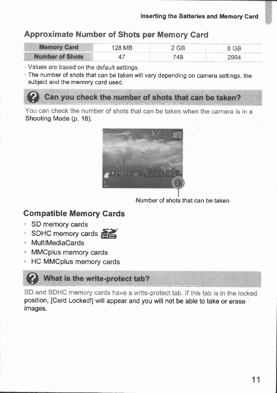 What is the write-protect tab | Canon A480 User Manual | Page 11 / 36