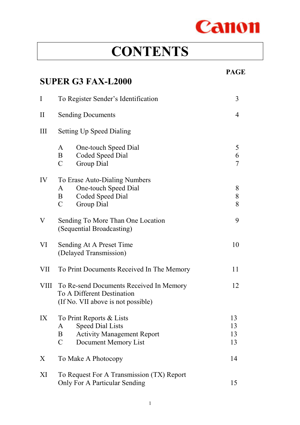 Canon L2000 User Manual | Page 2 / 19