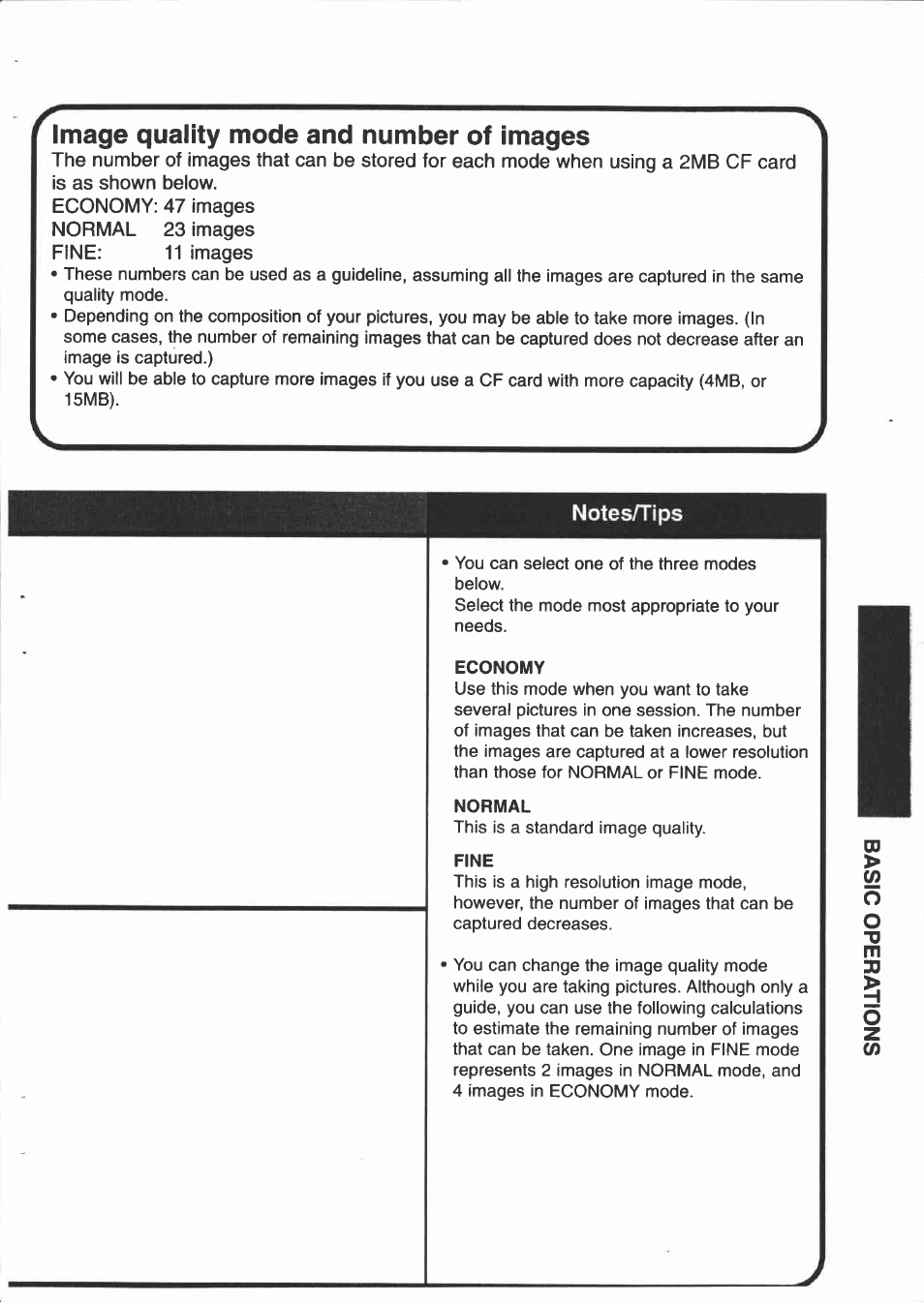 Image quality mode and number of images | Canon PowerShot 350 User Manual | Page 25 / 52