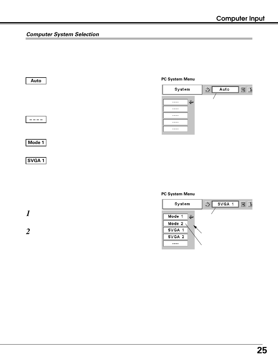 Computer input | Canon LV-7215 User Manual | Page 25 / 56