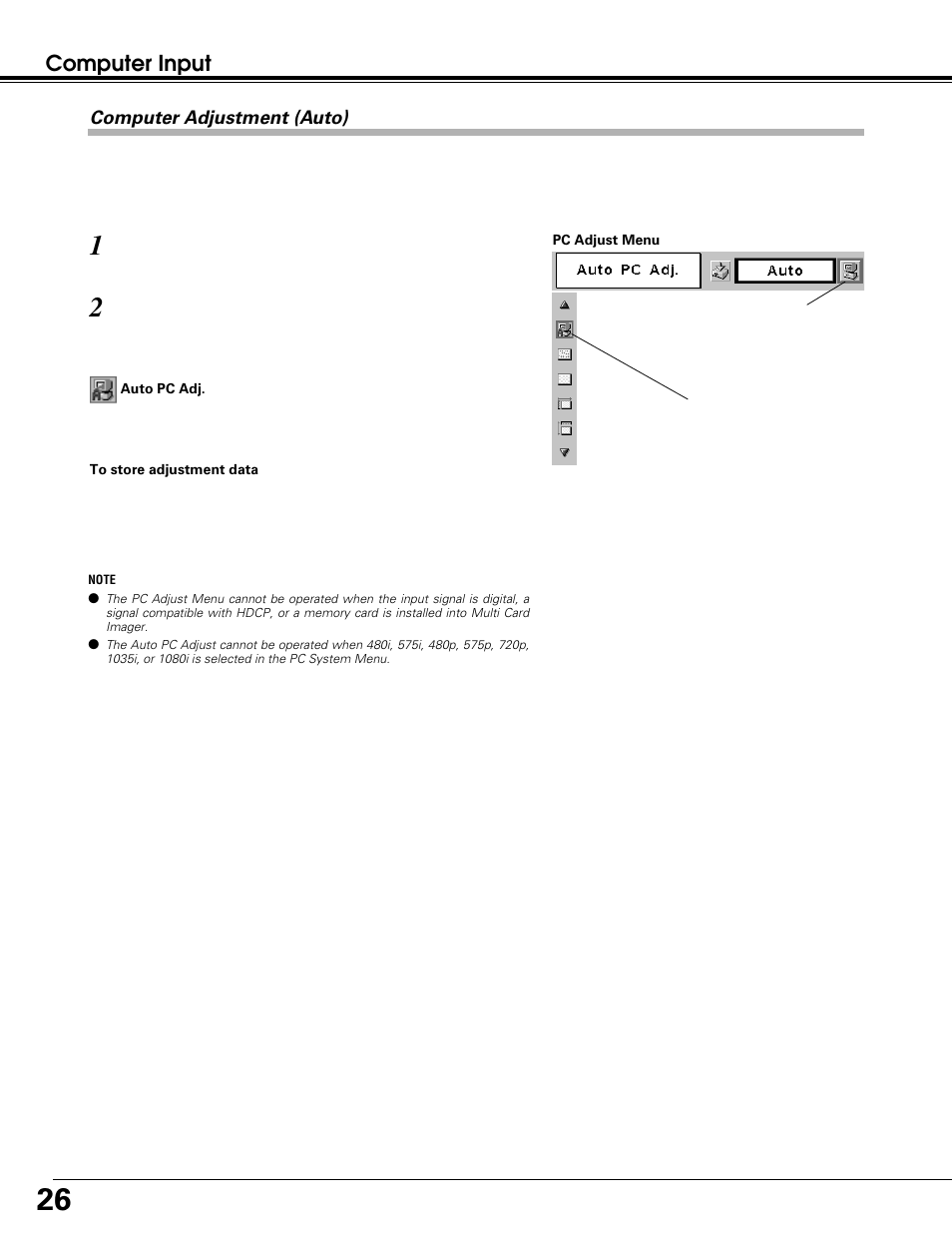 Computer input | Canon LV-7215 User Manual | Page 26 / 56