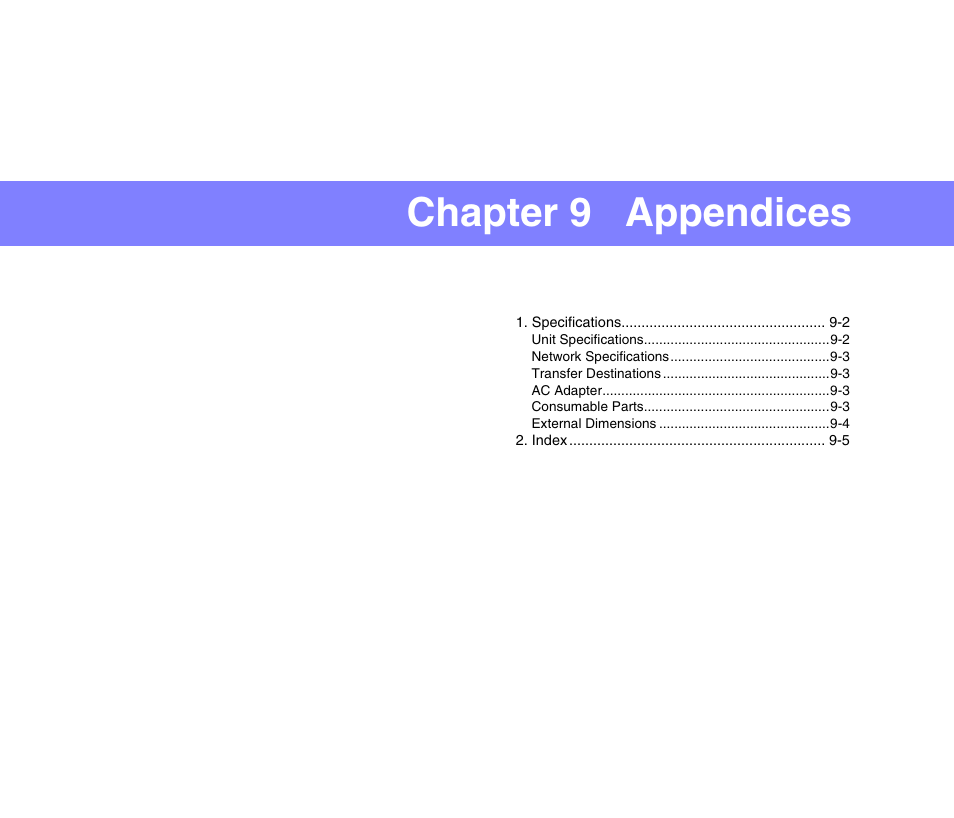 Chapter 9 appendices | Canon SCANFRONT 220 User Manual | Page 149 / 156