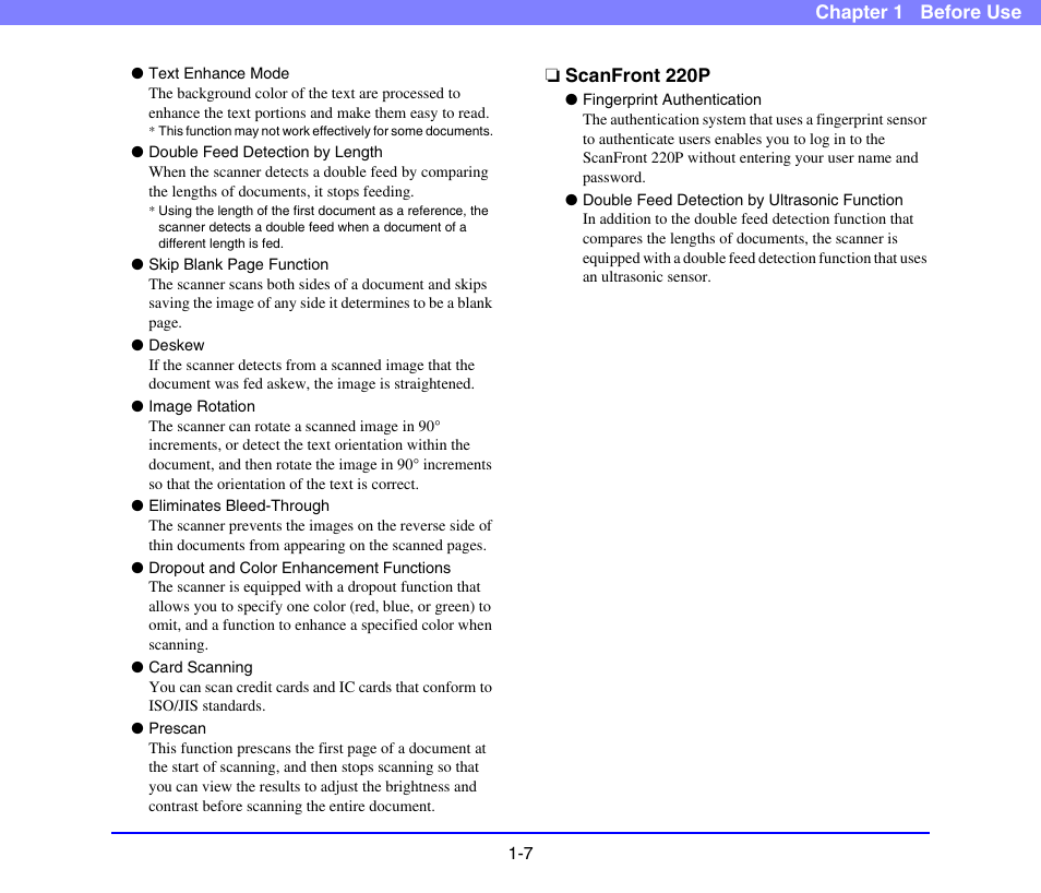 Scanfront 220p, Scanfront 220p -7 | Canon SCANFRONT 220 User Manual | Page 16 / 156