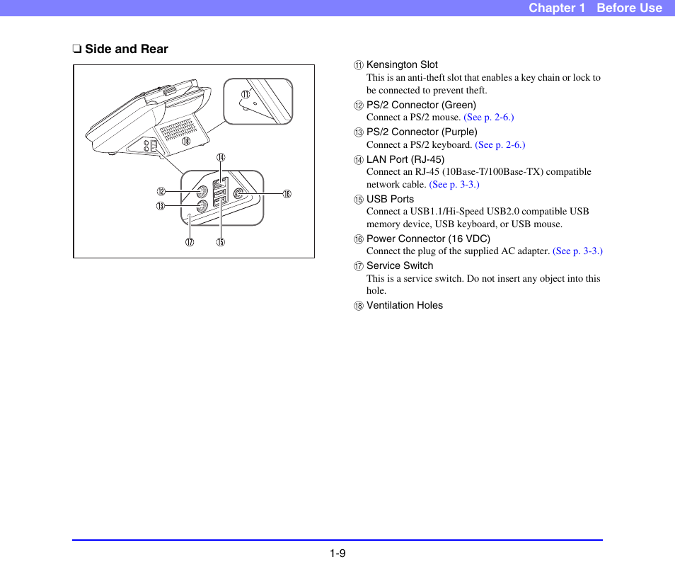 Side and rear, Side and rear -9 | Canon SCANFRONT 220 User Manual | Page 18 / 156