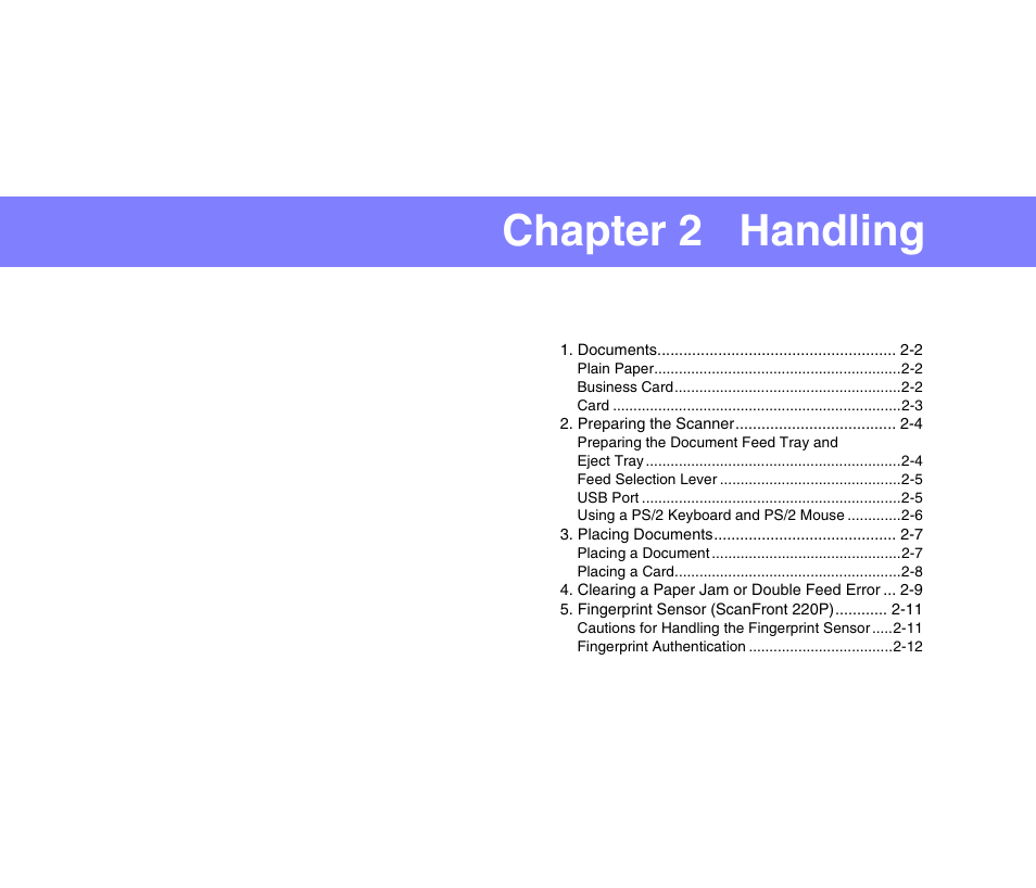 Chapter 2 handling | Canon SCANFRONT 220 User Manual | Page 20 / 156