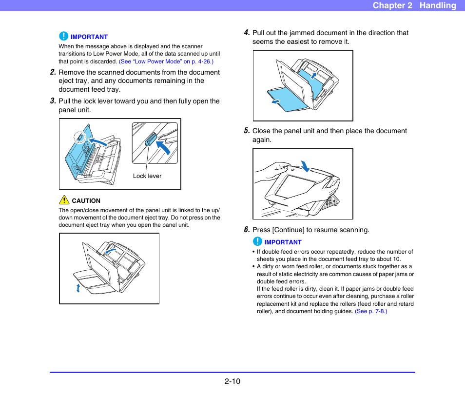 See p. 2-10.), Chapter 2 handling | Canon SCANFRONT 220 User Manual | Page 29 / 156