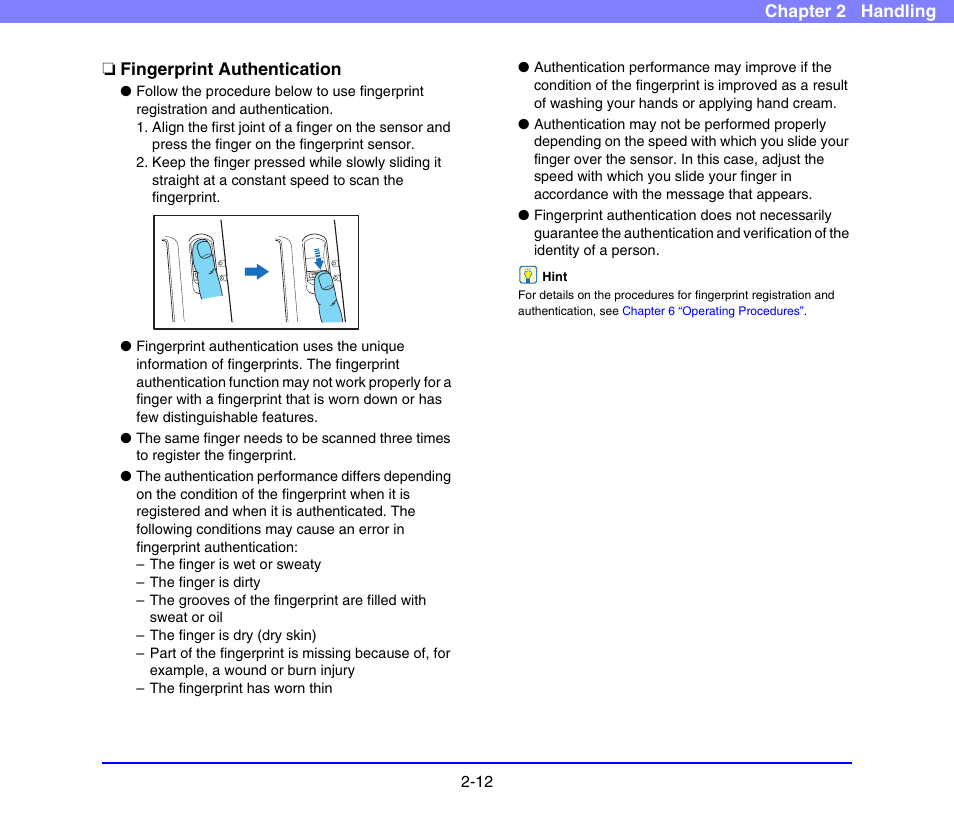 Fingerprint authentication, Fingerprint authentication -12 | Canon SCANFRONT 220 User Manual | Page 31 / 156