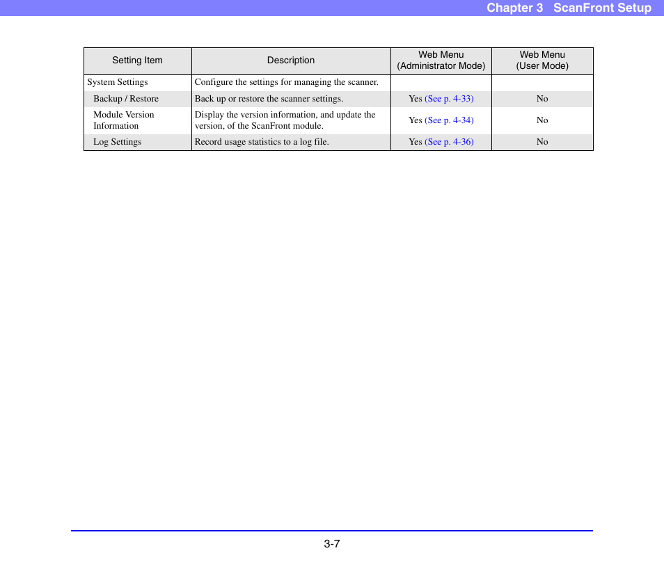 Chapter 3 scanfront setup | Canon SCANFRONT 220 User Manual | Page 38 / 156