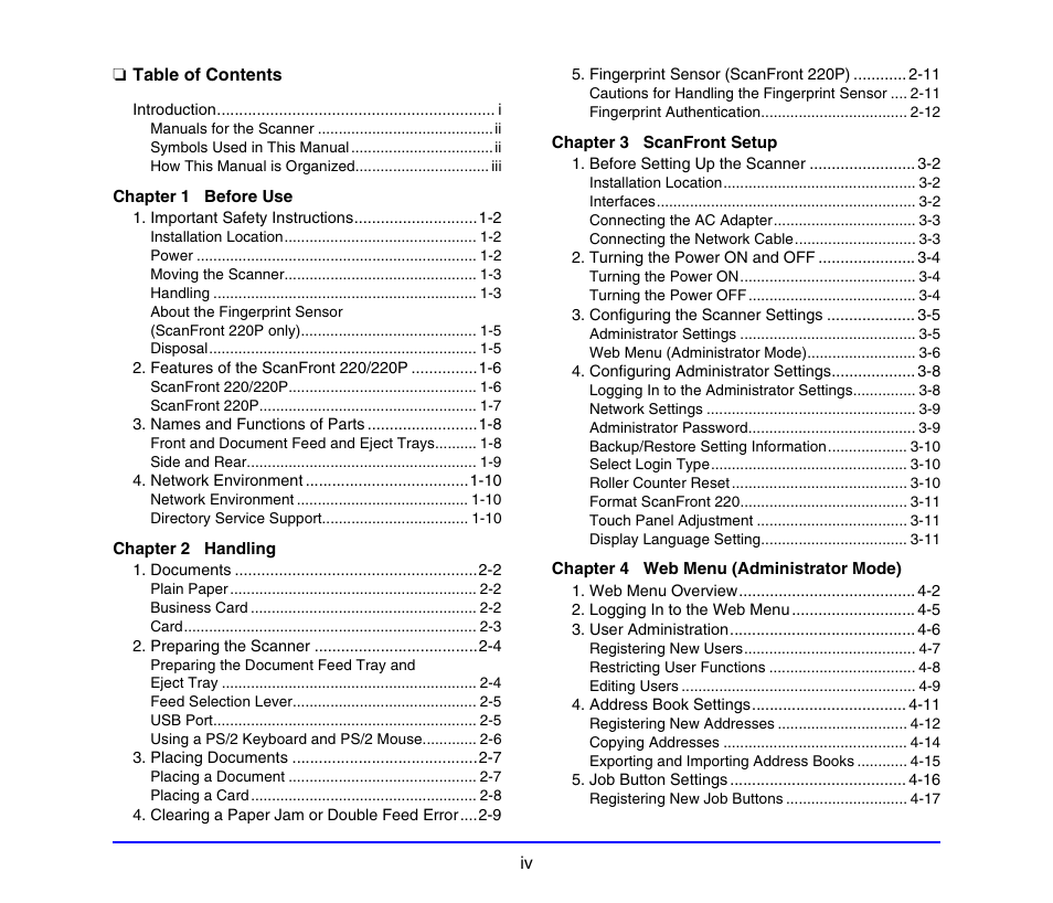 Canon SCANFRONT 220 User Manual | Page 7 / 156