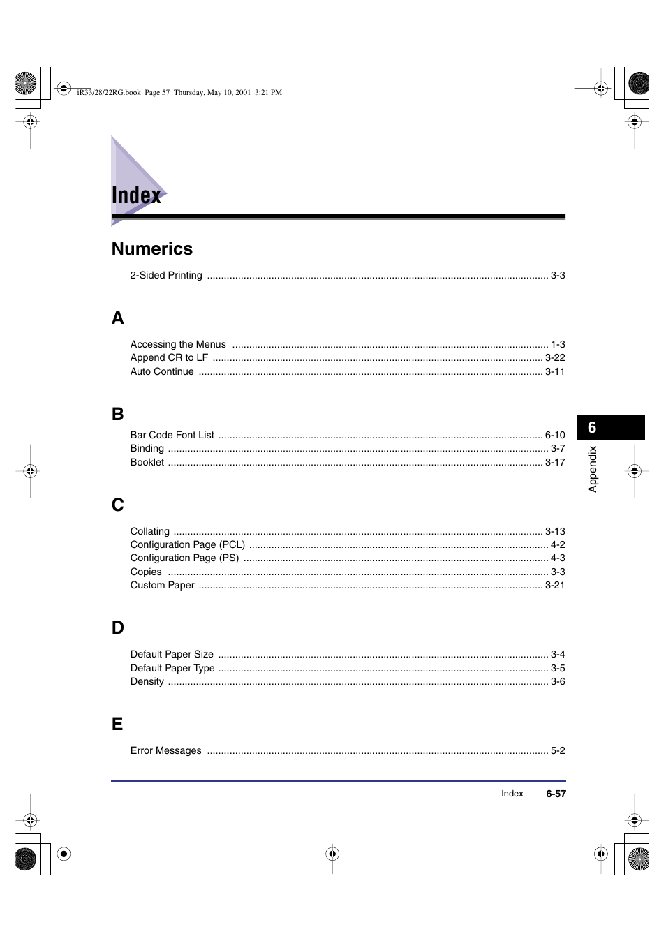 Index, Numerics | Canon IR3300 User Manual | Page 125 / 129