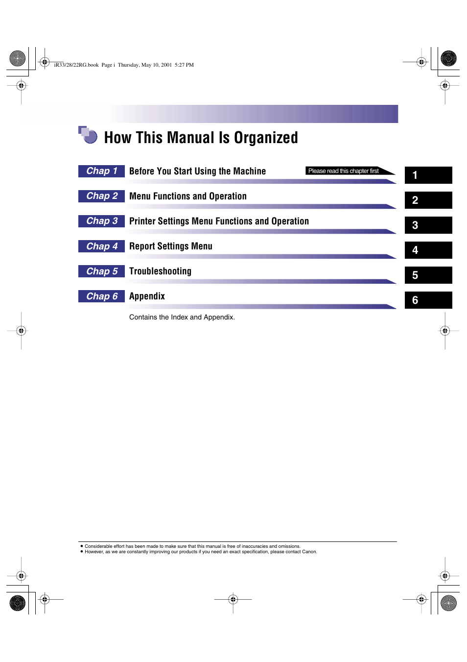How this manual is organized | Canon IR3300 User Manual | Page 3 / 129