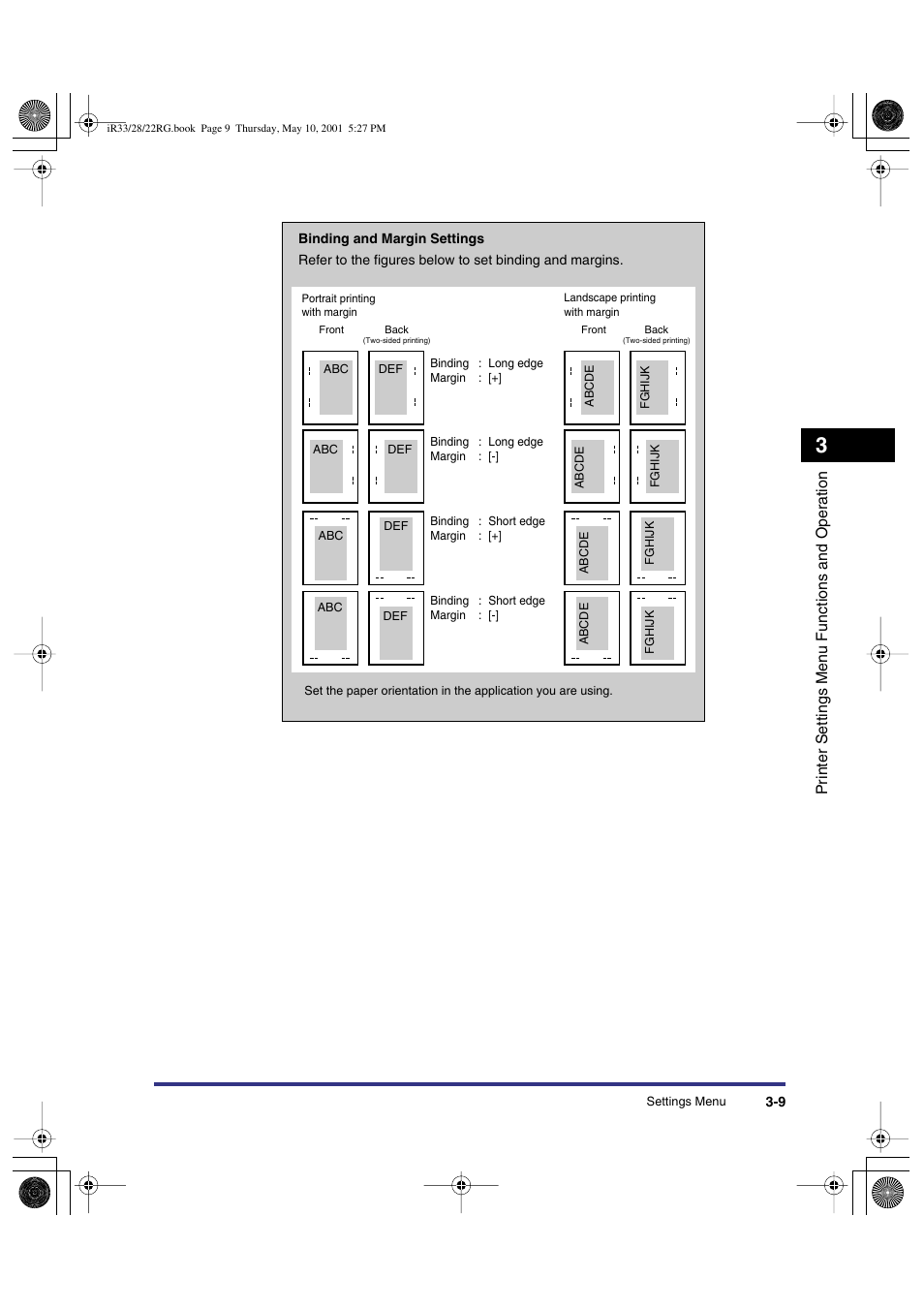 Pr inter settings men u functions and oper ation | Canon IR3300 User Manual | Page 41 / 129