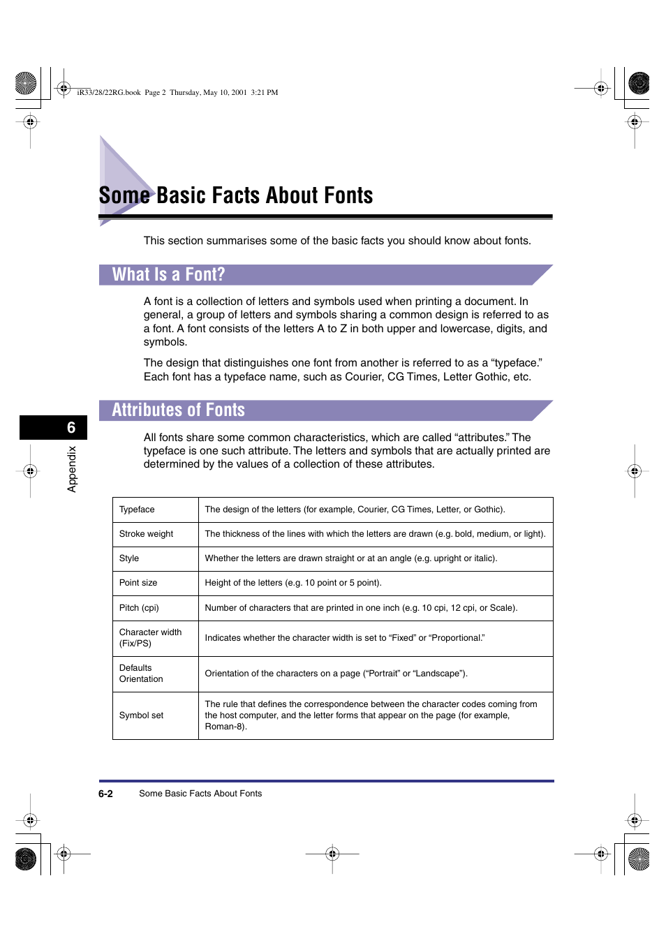 Some basic facts about fonts, What is a font, Attributes of fonts | Canon IR3300 User Manual | Page 70 / 129