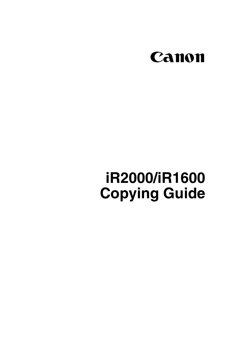 Canon IR1600 User Manual | 70 pages