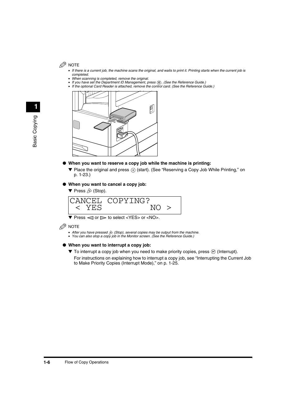 Cancel copying? < yes no | Canon IR1600 User Manual | Page 12 / 70