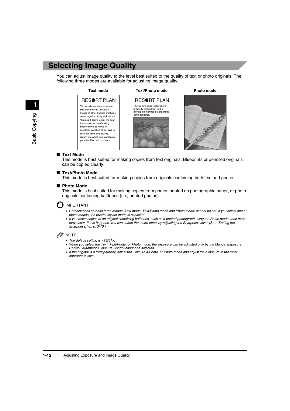 Selecting image quality | Canon IR1600 User Manual | Page 18 / 70