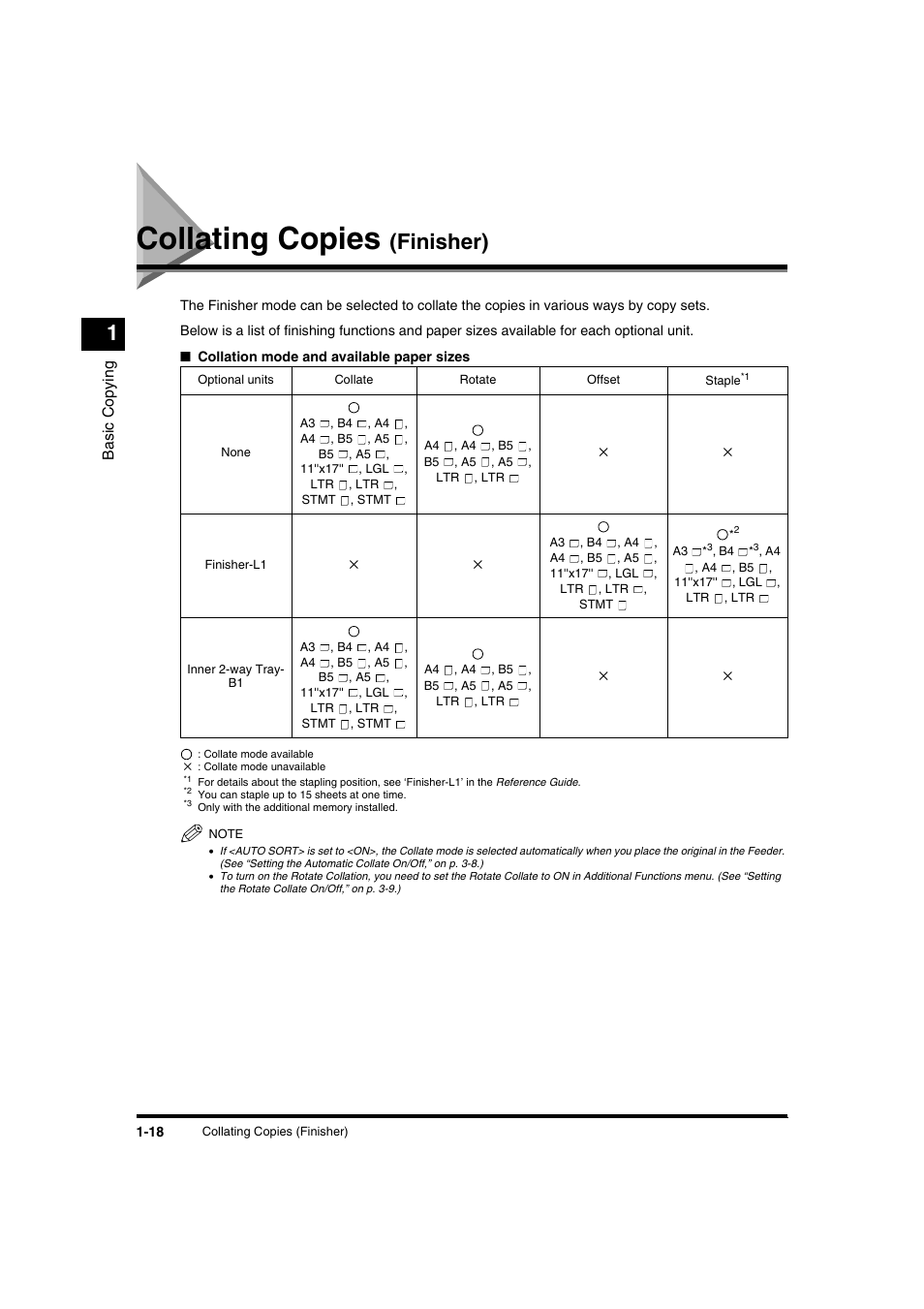 Collating copies (finisher), Collating copies (finisher) -18, Collating copies | Finisher) | Canon IR1600 User Manual | Page 24 / 70