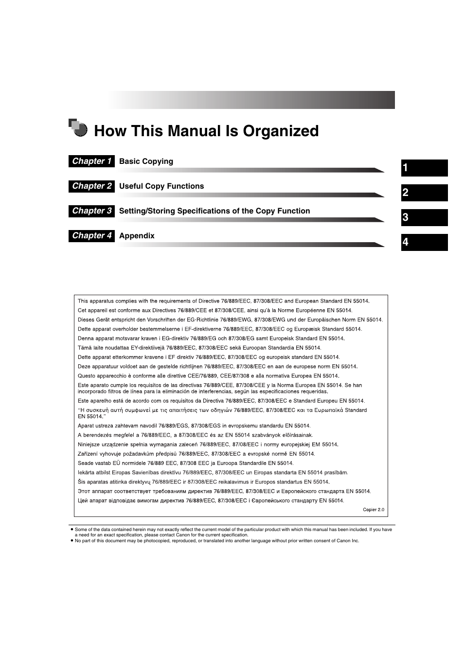 How this manual is organized | Canon IR1600 User Manual | Page 3 / 70