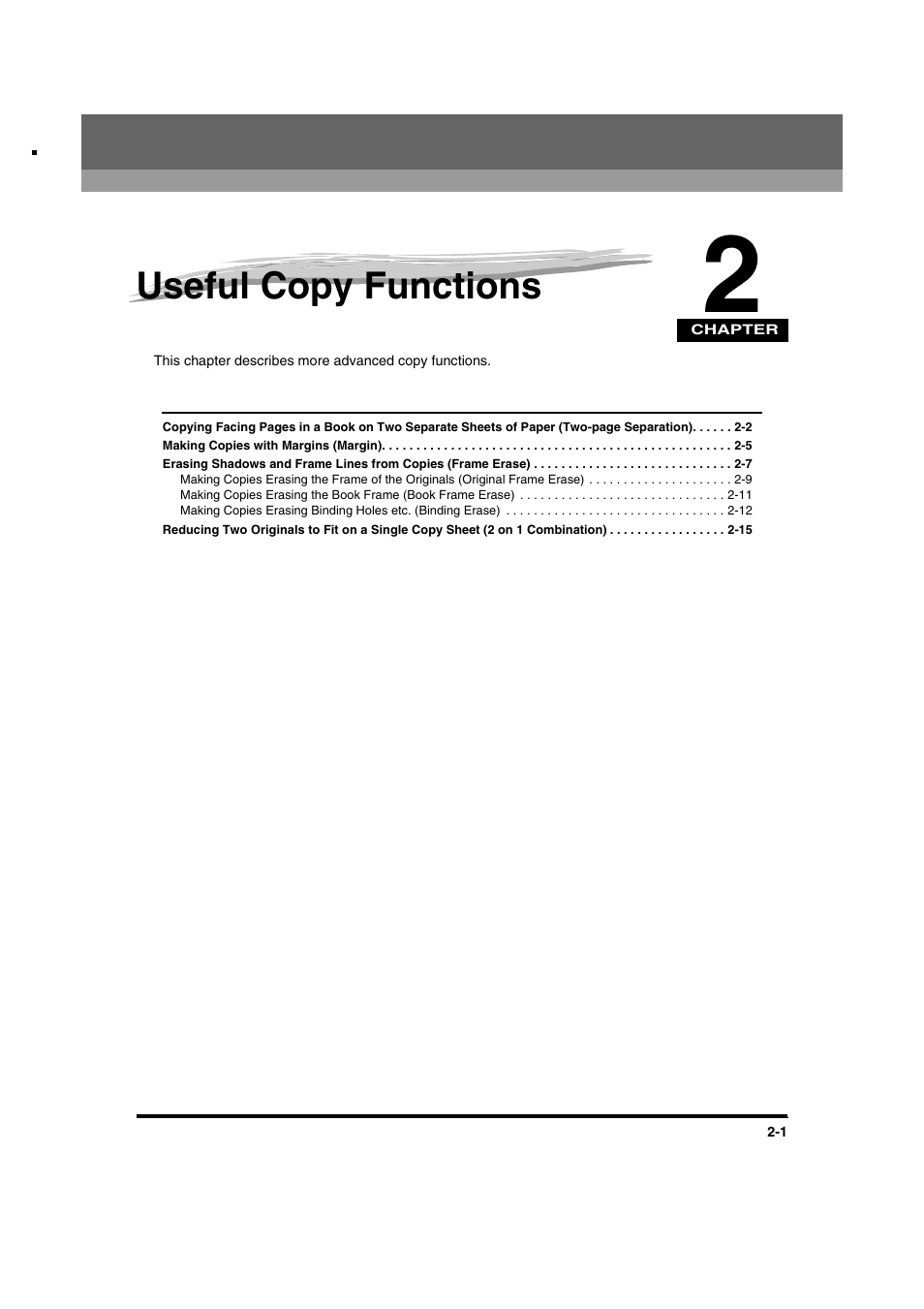 Chapter 2, Useful copy functions | Canon IR1600 User Manual | Page 33 / 70