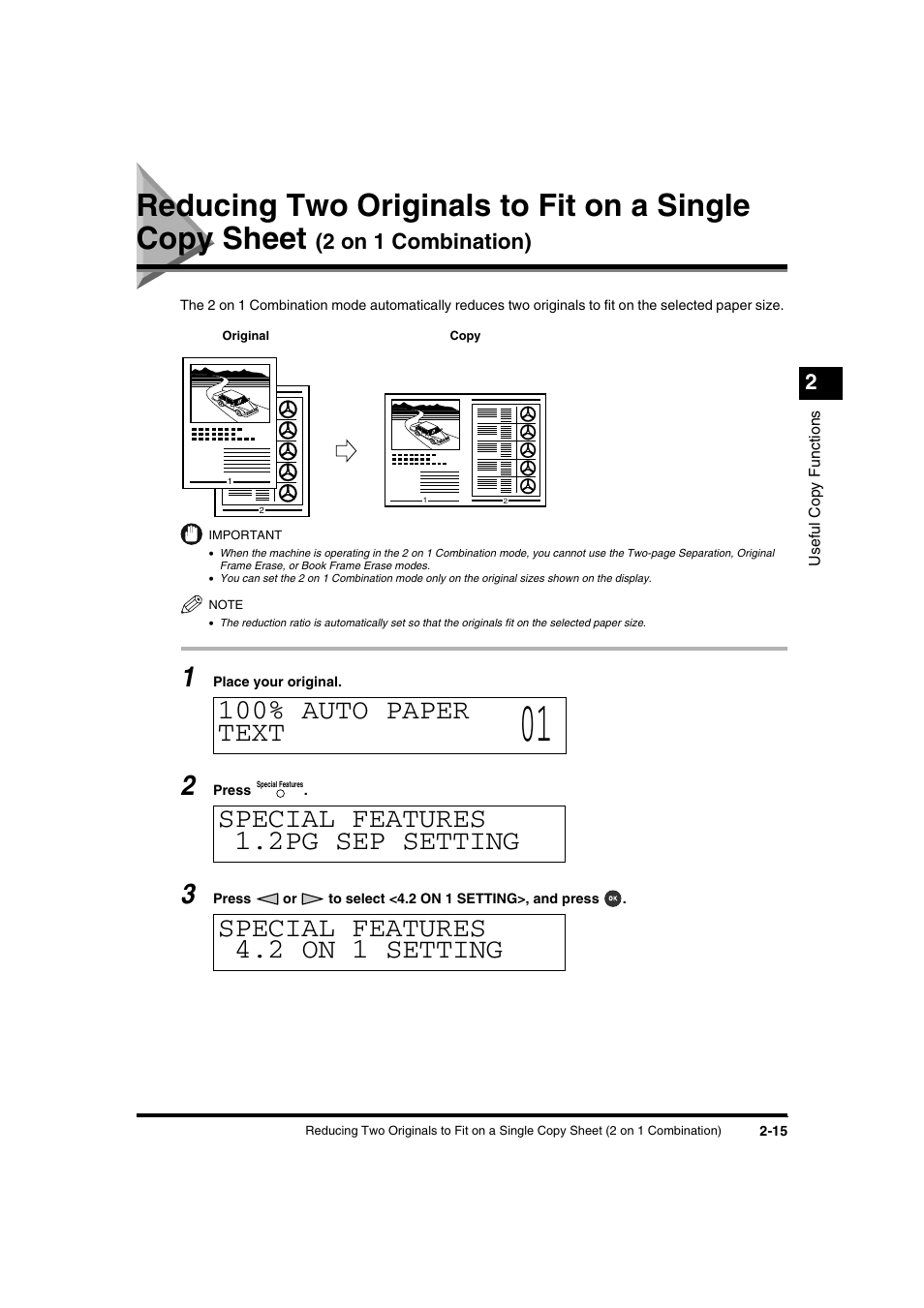 100% auto paper text, 2 on 1 combination) | Canon IR1600 User Manual | Page 47 / 70