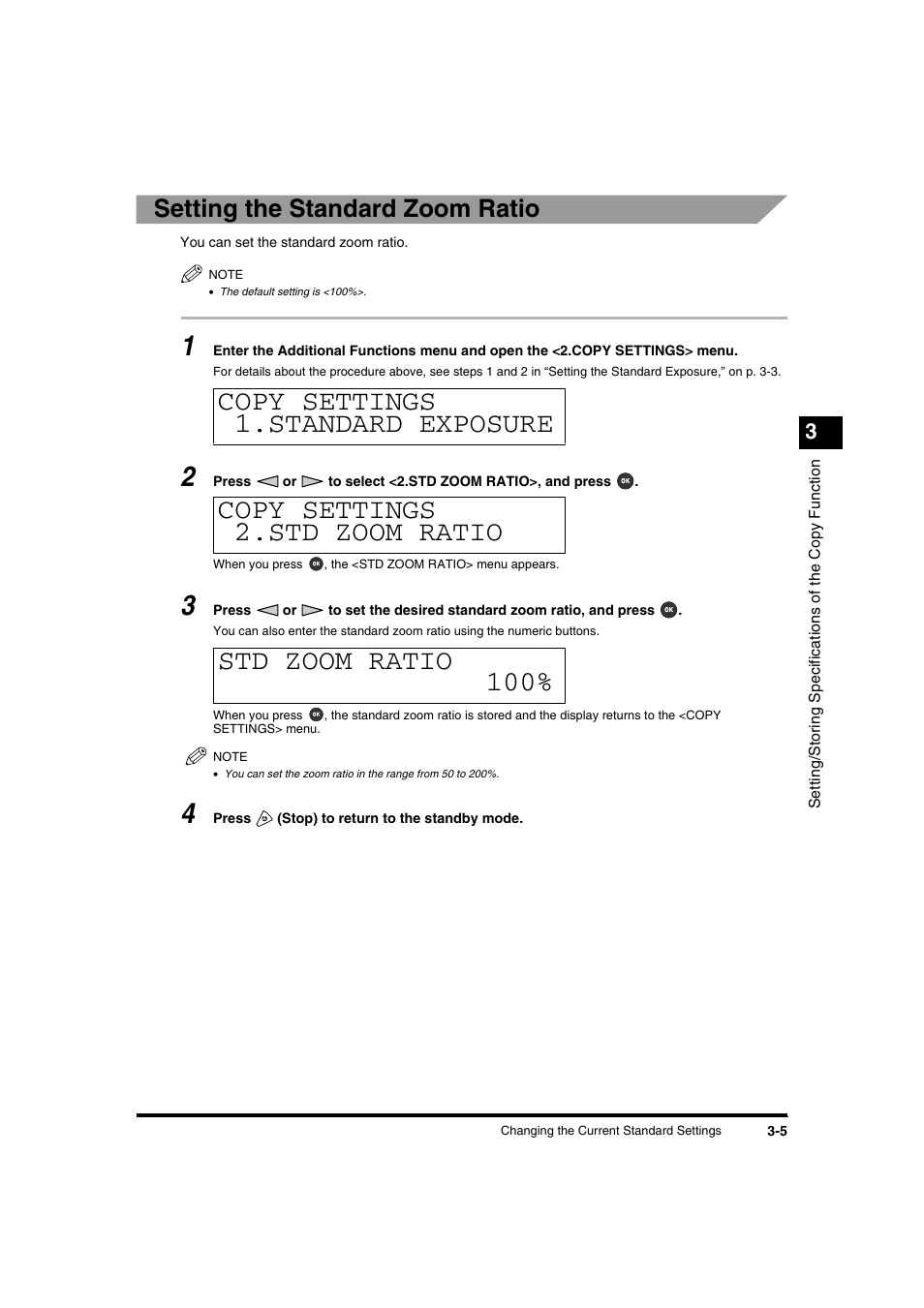 Setting the standard zoom ratio | Canon IR1600 User Manual | Page 55 / 70