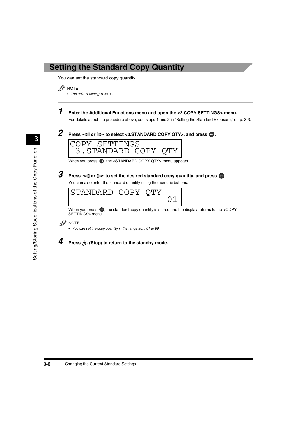 Setting the standard copy quantity | Canon IR1600 User Manual | Page 56 / 70