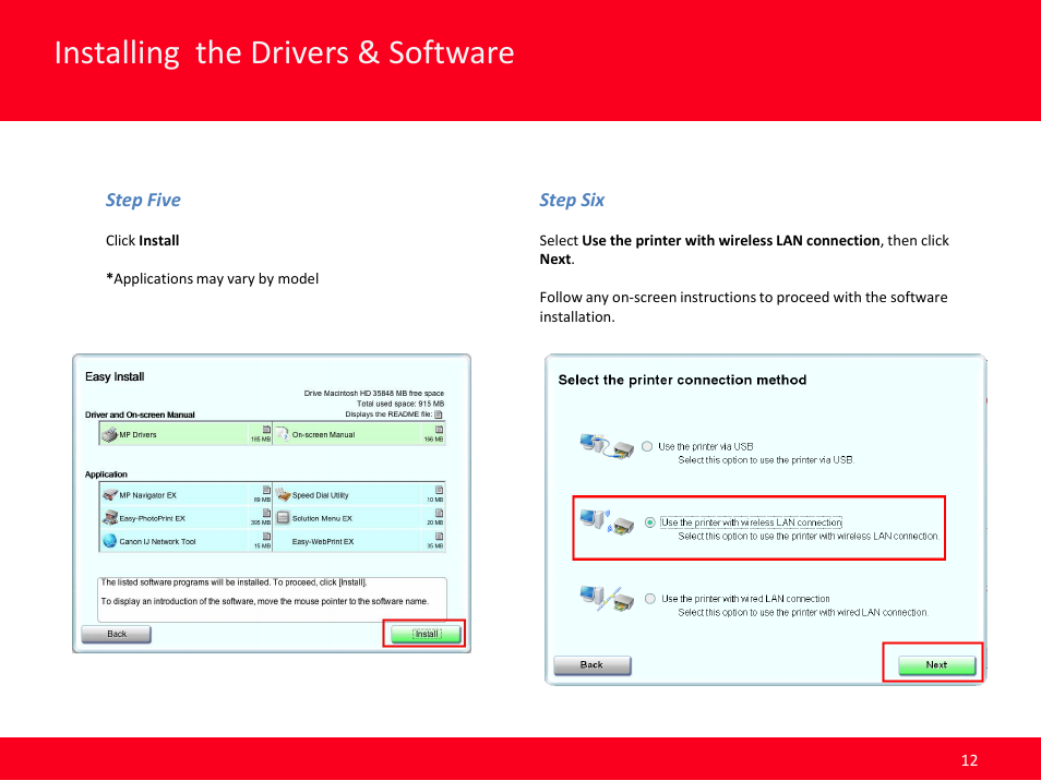 Installing the drivers & software | Canon MX420 User Manual | Page 12 / 24