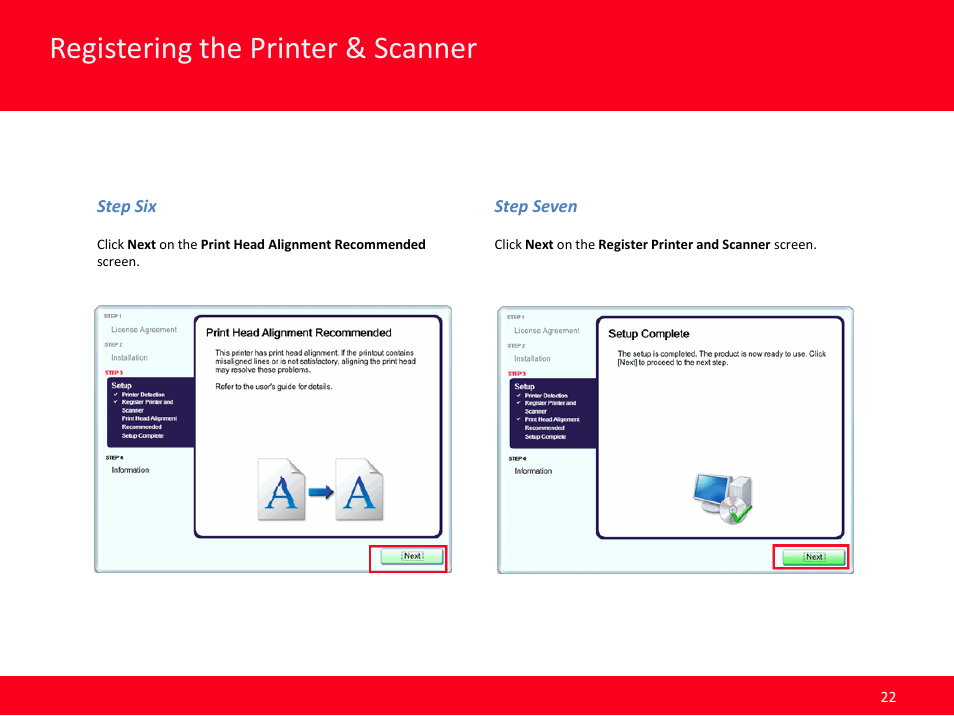 Registering the printer & scanner | Canon MX420 User Manual | Page 22 / 24