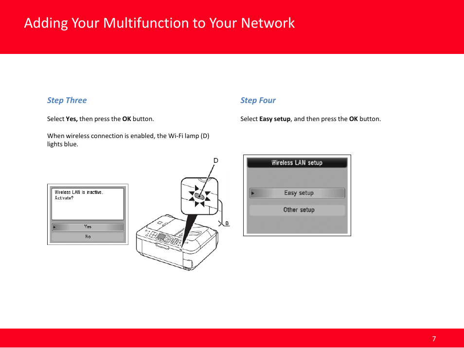 Adding your multifunction to your network | Canon MX420 User Manual | Page 7 / 24