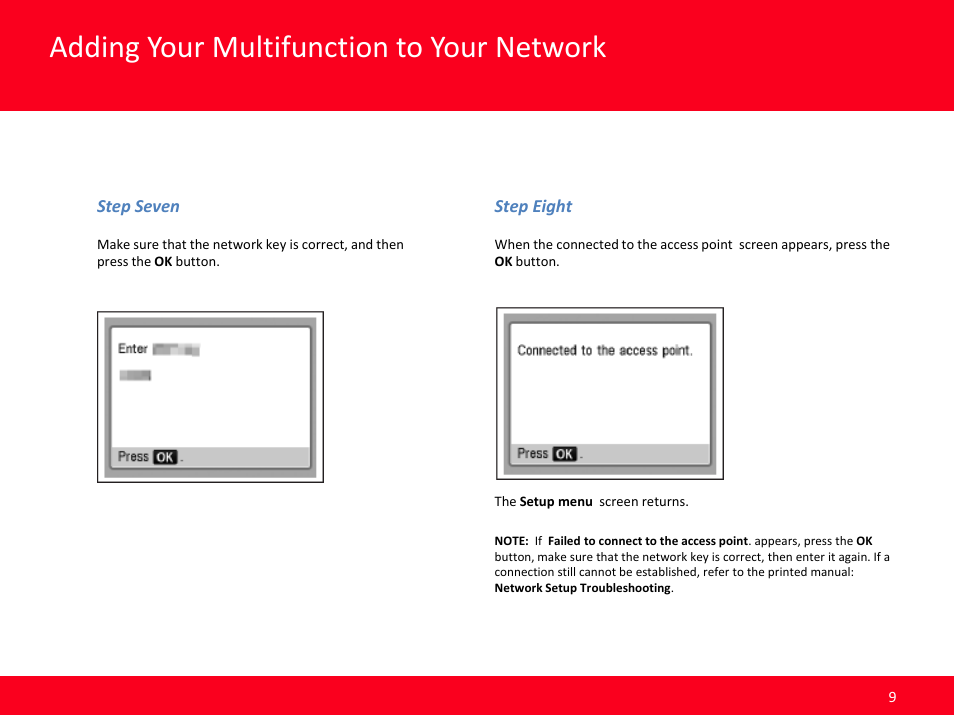 Adding your multifunction to your network | Canon MX420 User Manual | Page 9 / 24