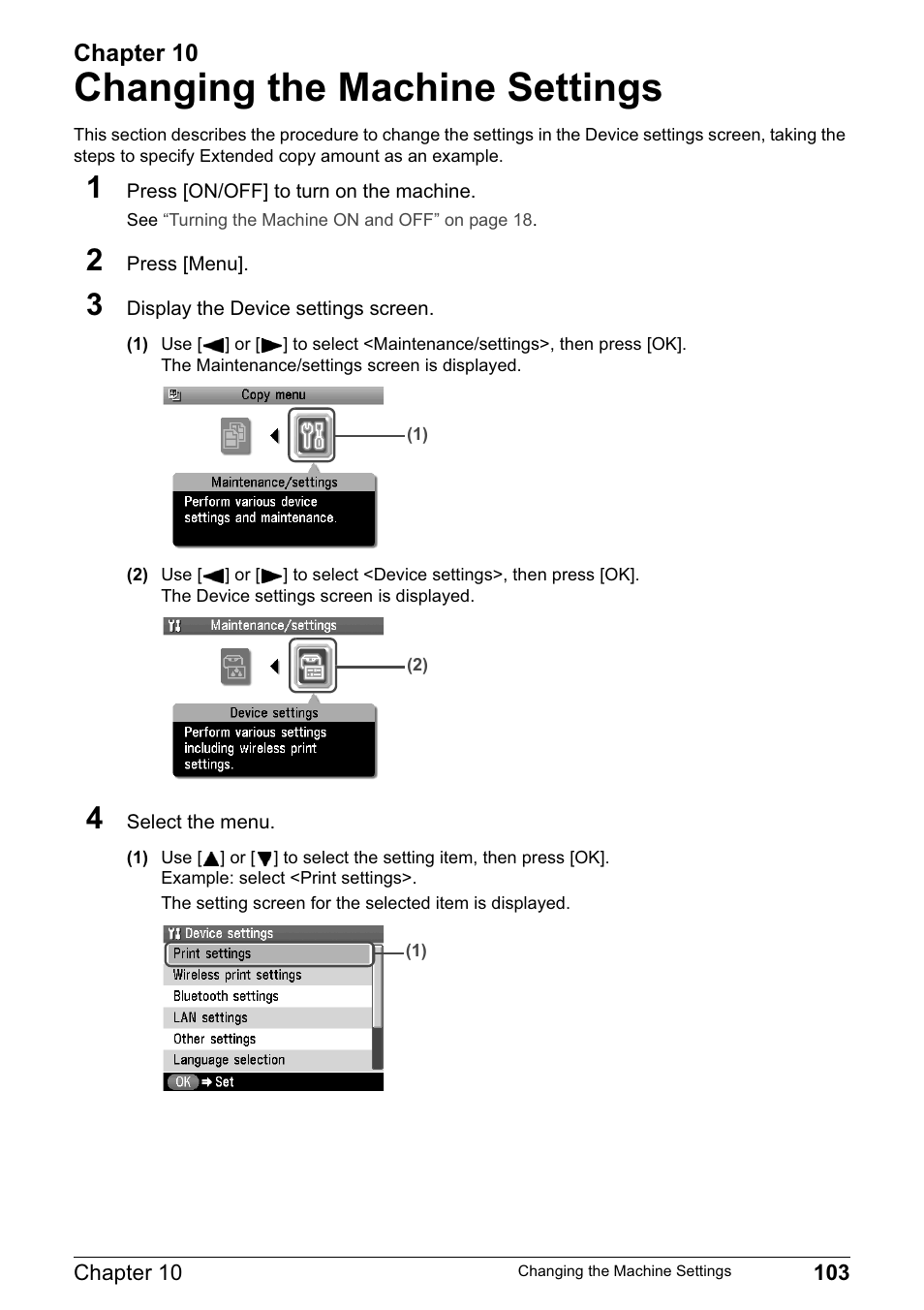 Changing the machine settings | Canon MP800R User Manual | Page 105 / 188