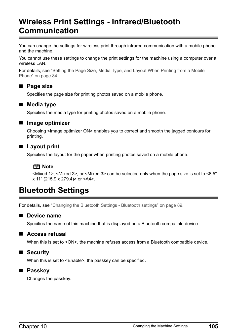 Bluetooth settings | Canon MP800R User Manual | Page 107 / 188