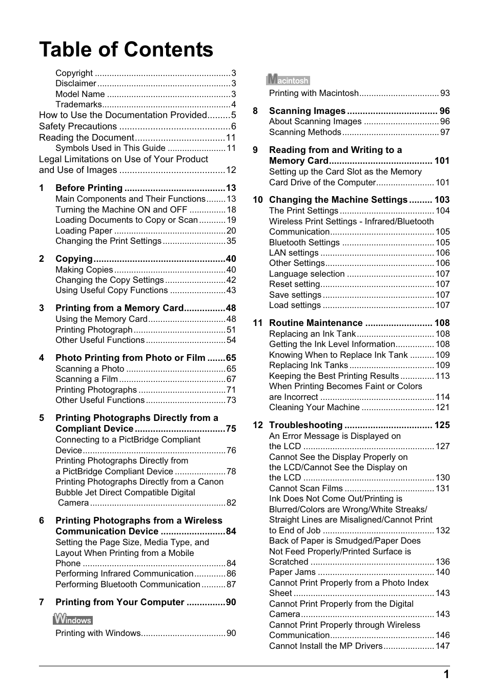 Canon MP800R User Manual | Page 3 / 188