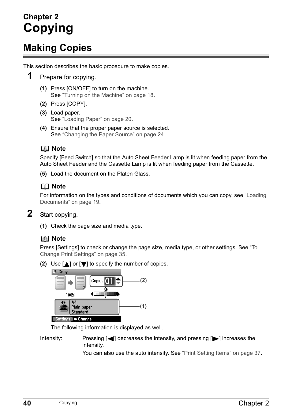 Copying, Making copies, Chapter 2 | Canon MP800R User Manual | Page 42 / 188