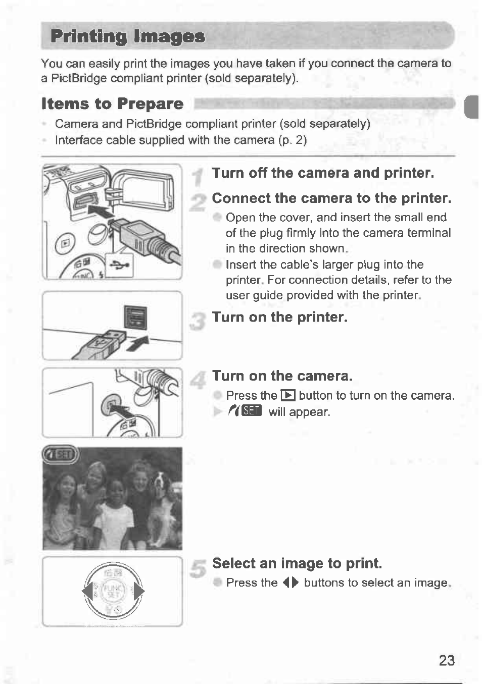 Printing images | Canon IXUS 100 IS User Manual | Page 23 / 36