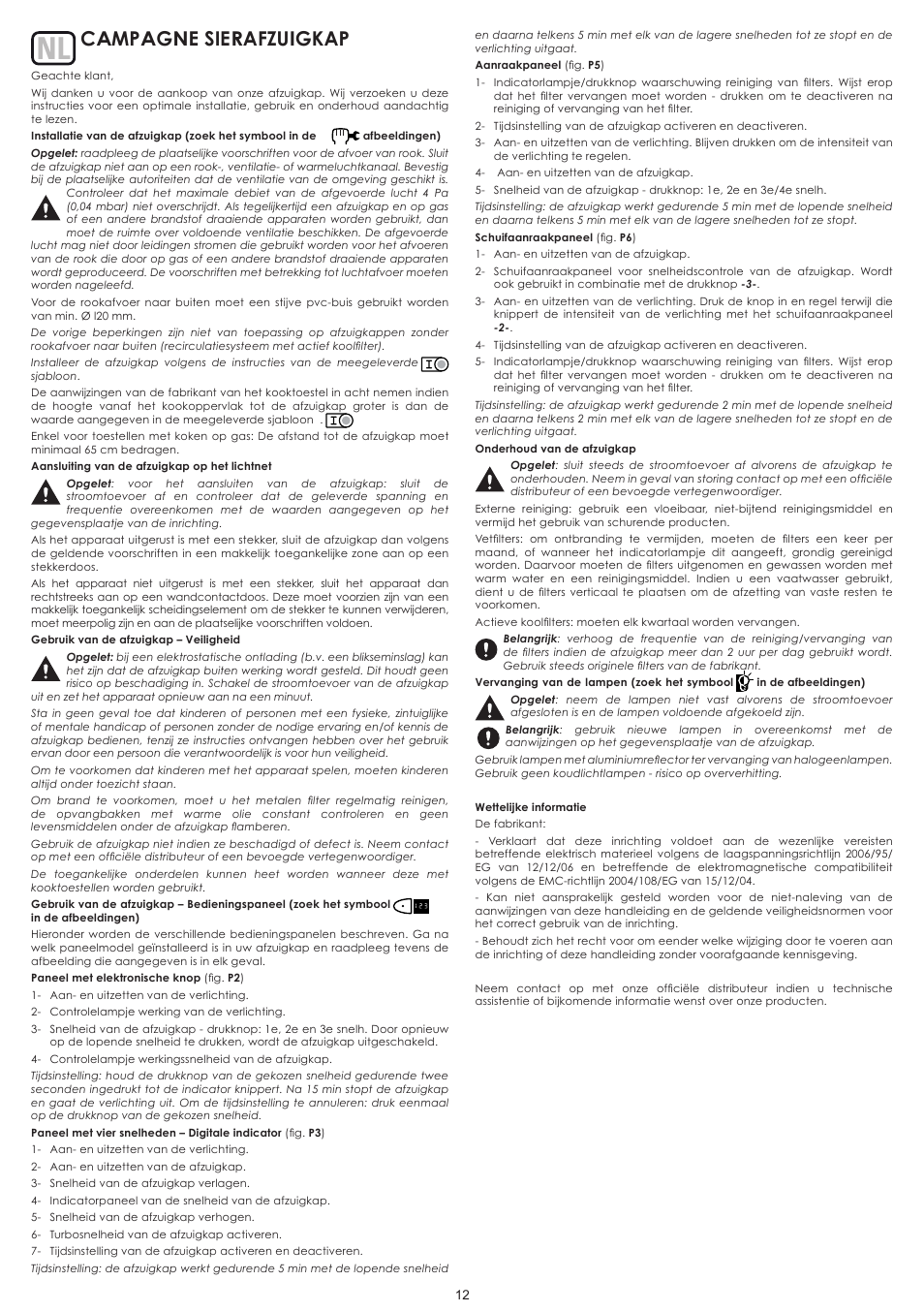 Campagne sierafzuigkap | Cata MOON ISLAND User Manual | Page 17 / 29