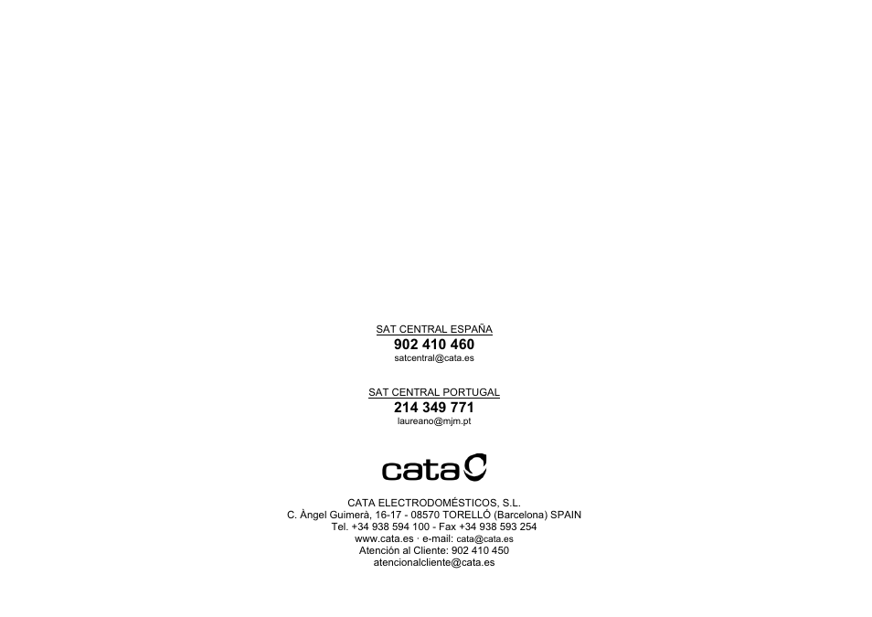Cata ISLA SYGMA 1200 User Manual | Page 40 / 40