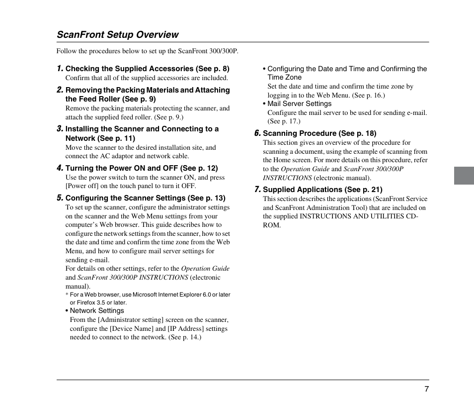 Scanfront setup overview | Canon SCANFRONT 300 User Manual | Page 13 / 28