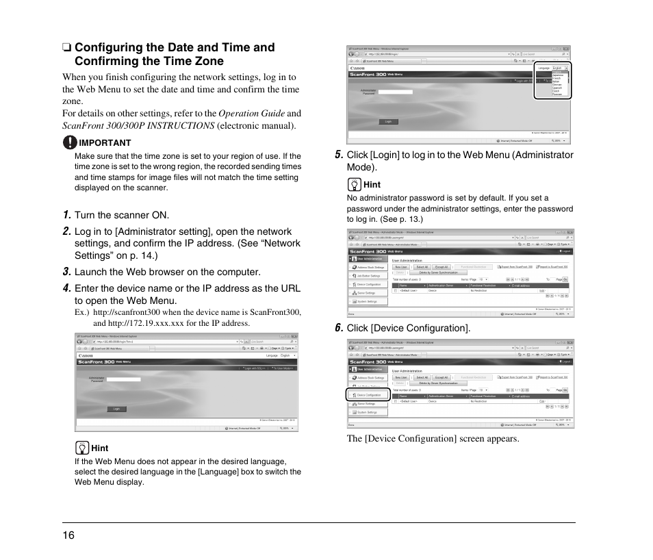 See p. 16.) | Canon SCANFRONT 300 User Manual | Page 22 / 28