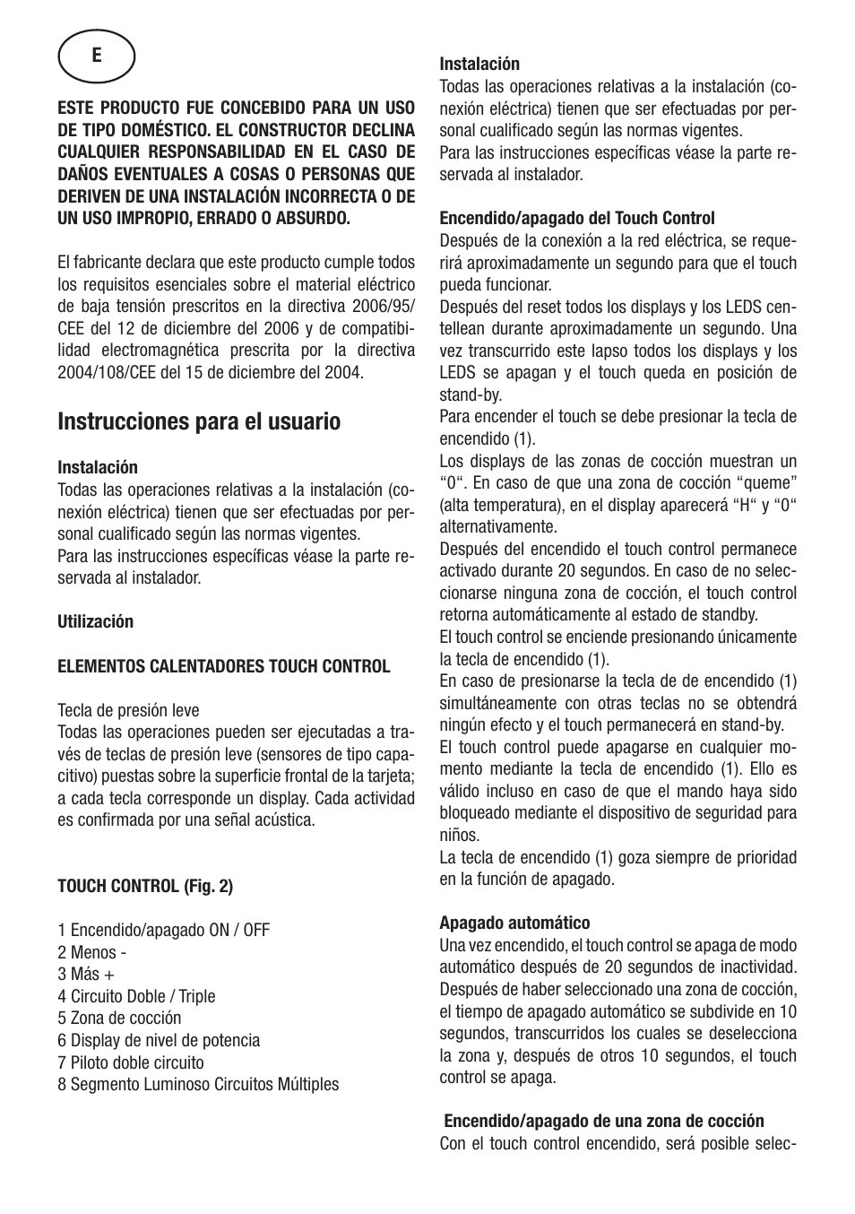 Instrucciones para el usuario | Cata TT 603 User Manual | Page 2 / 70